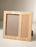 Sustainable bamboo picture frame featuring a photo slot and a side cork board panel for notes. - Image 