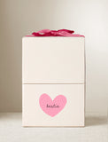 Cream-colored gift box with a pink heart graphic labeled bestie and a dark pink ribbon bow on top. - Image 