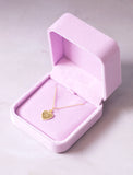 Gold heart necklace in purple gift box. - Image 