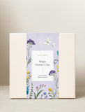 Beige Mother's Day succulent gift box with a lavender floral and butterfly band. - Image 